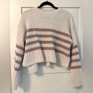 Striped cropped crewneck sweater